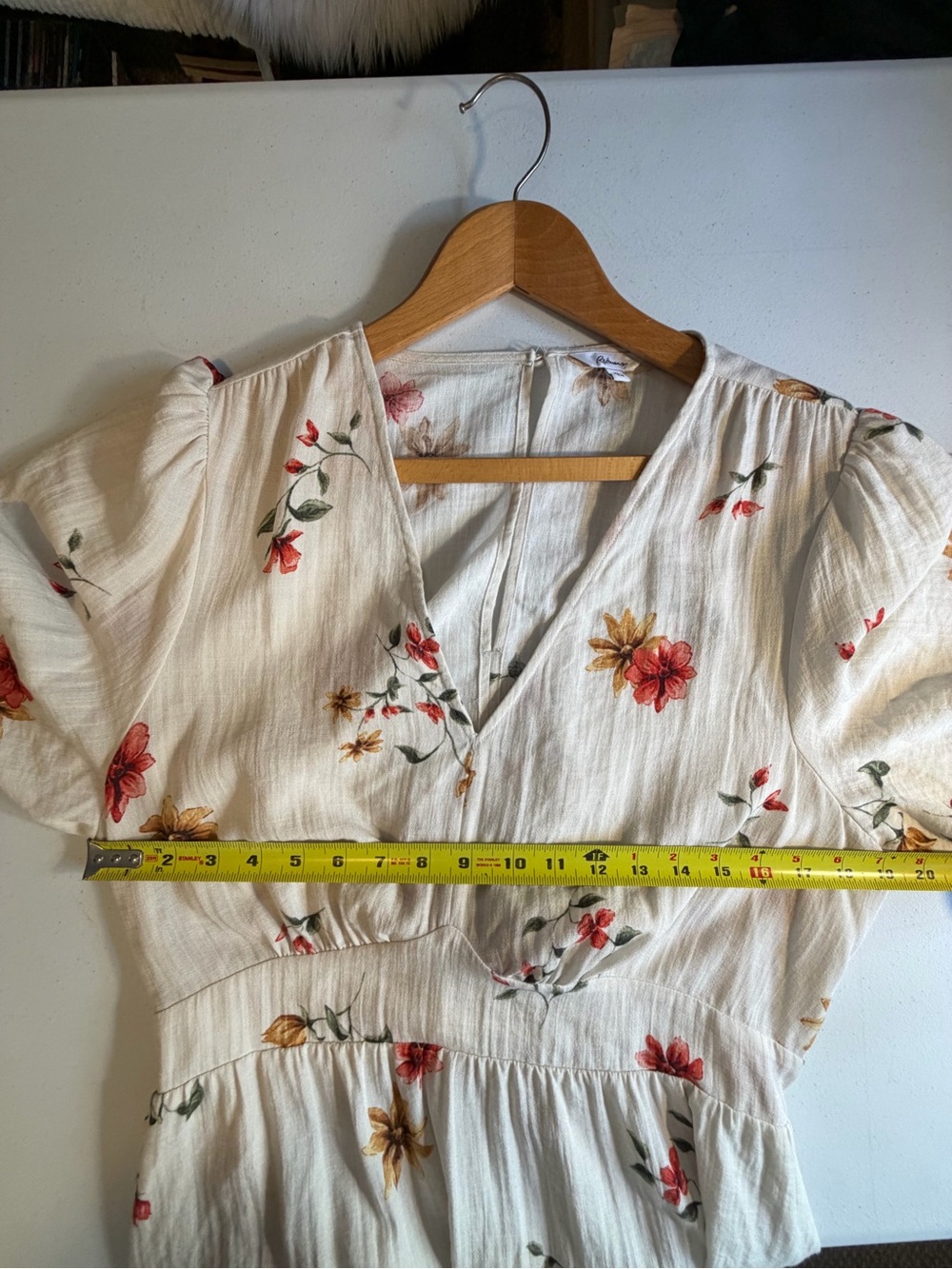 Reitmans Beige Floral Maxi Dress Cottagecore Boho Romantic Size XL open back - Picture 9 of 10